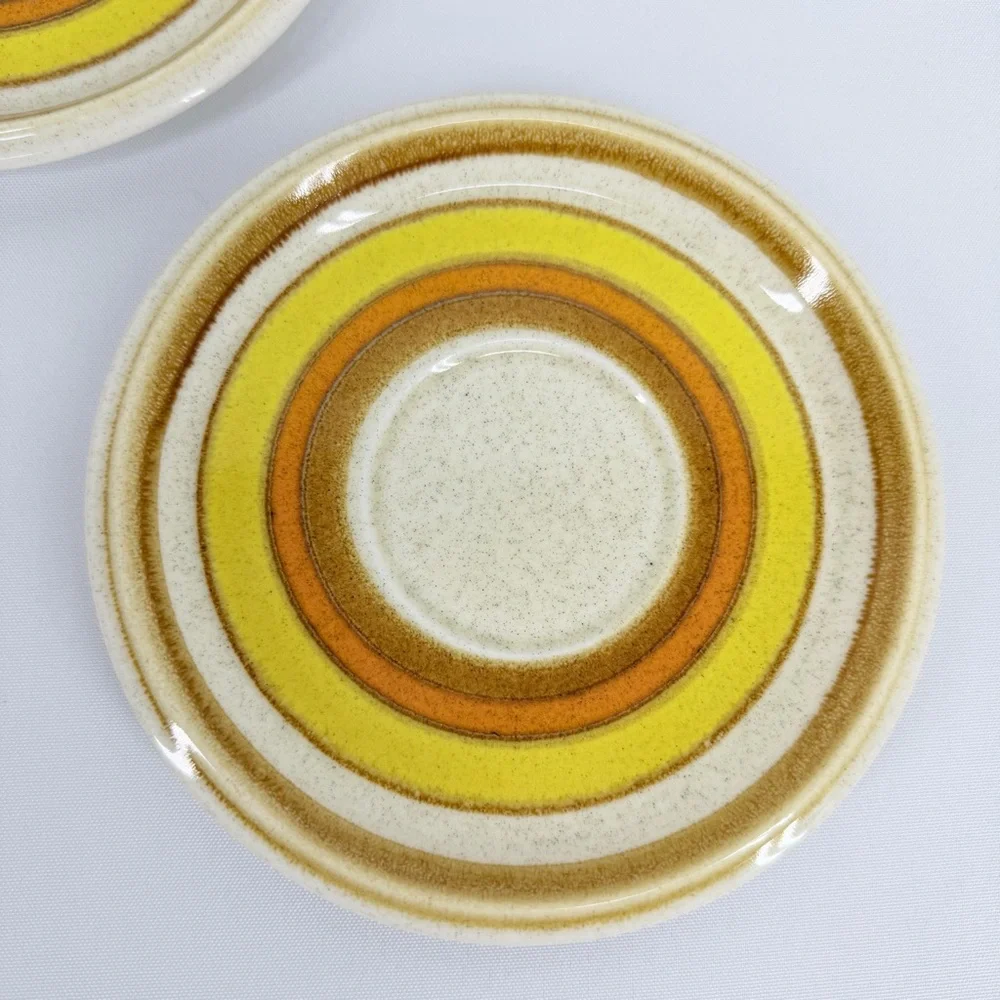 Vintage Mikasa Stone Manor Sun Circles Lot of 9 Coffee Tea Cups & Saucers